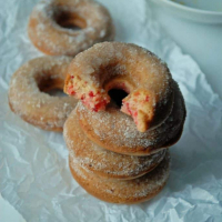 Sugared Baked Vegan Cherry Doughnuts