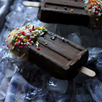 Peanut Butter Dipped Chocolate Sorbet Popsicles