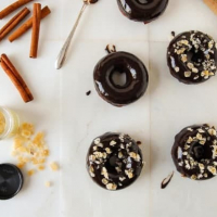 Chocolate Vegan Doughnuts with Ginger Spice and Chocolate Glaze