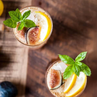 Fig and Lemon Sparkler with Basil Mint Simple Syrup