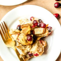 Cranberry and Pear Vegan French Toast Casserole