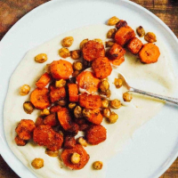 Cumin Roasted Carrots and Chickpeas with Vegan Parsnip Puree