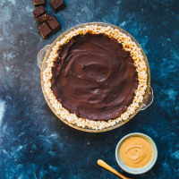 Peanut Butter Chocolate Pie with Rice Krispies Crust