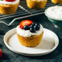 Vegan Lemon Cakes with Coconut Whip and Berries
