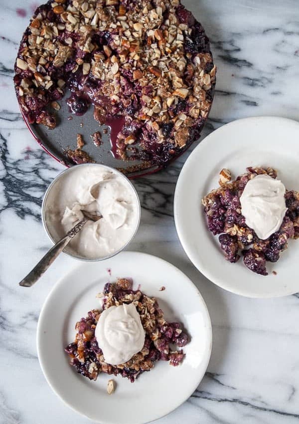 Mixed Berry Streusel Pie with Coconut Ginger Whipped Cream//heartofabaker.com